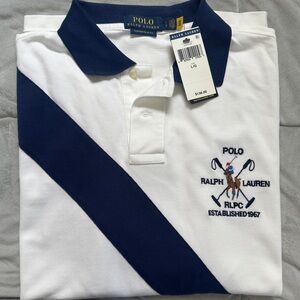 Polo by Ralph Lauren Men's White and Navy Polo Shirt